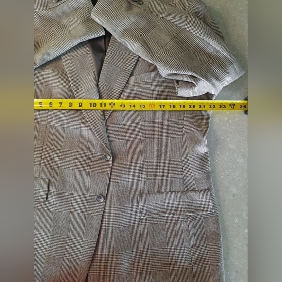 Vintage Tommy Hilfiger Mens Blazer Jacket Brown Plaid Virgin Wool 44R - Picture 11 of 16